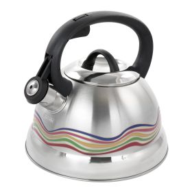 Mr. Coffee Cagliari 1.75 Quart Stainless Steel Whistling Tea Kettle with Color Changing Exterior