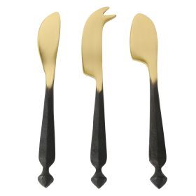 Cravings By Chrissy Teigen 3 Piece Brass Cheese Knife Set with Black Handles