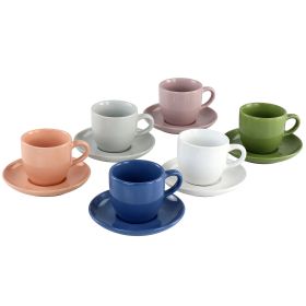 Mr. Coffee 12 Piece 3oz Stoneware Espresso Cup and Saucer Set in Assorted Colors