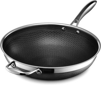 HexClad Hybrid Nonstick 12-Inch Wok, Stay-Cool Handle, Dishwasher and Oven Safe, Compatible with All Cooktops, Induction Ready