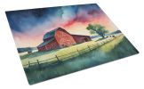 Barn at Twilight Glass Cutting Board Decorative Tempered Glass Kitchen Cutting and Serving Board Large Size Chopping Board