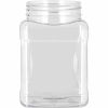 Clear Food Grade PET Plastic Square Grip Storage Jar w/ Cap - 16 Fluid Ounces (1-2 Cup Storage Capacity) - BUY 1 GET 1 FREE (MIX AND MATCH