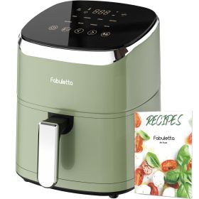 Air Fryer, Fabuletta 4.2QT Air Fryer Oven With 9 Customizable Cooking Programs,Tempered Glass Display, Nonstick Basket (Plug Type: us, Color: Green)