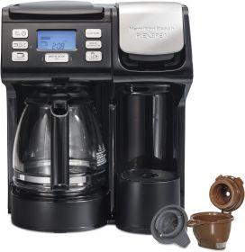 Hamilton Beach FlexBrew Trio 2-Way Coffee Maker, Compatible with K-Cup Pods or Grounds, Single Serve & Full 12c Pot (Color: Black  Fast Brewing)