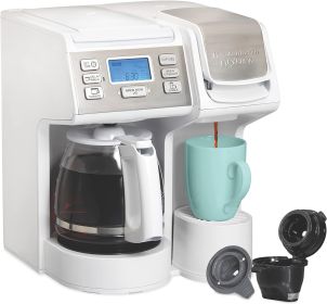 Hamilton Beach FlexBrew Trio 2-Way Coffee Maker, Compatible with K-Cup Pods or Grounds, Single Serve & Full 12c Pot (Color: White  Fast Brewing)